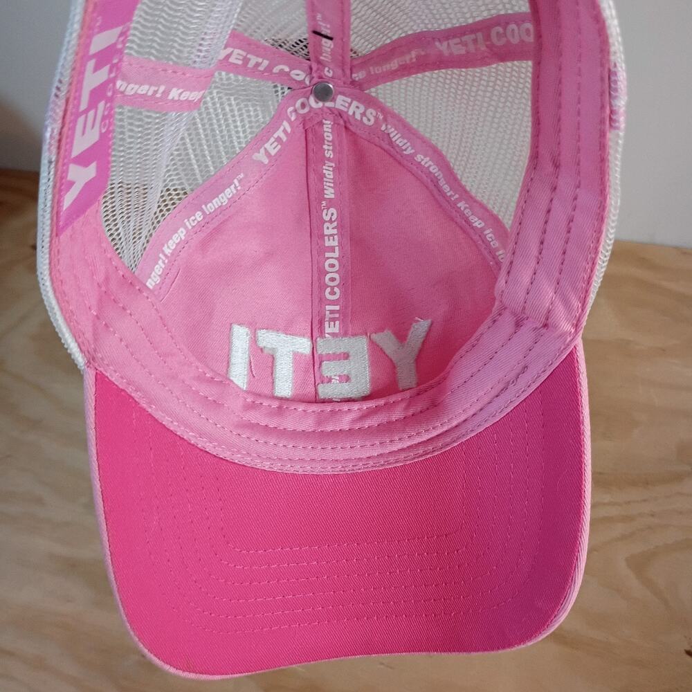 NWT YETI Ladies Low Pro Hat Pink White Mesh Trucker Snapback Baseball Cap - Picture 8 of 11